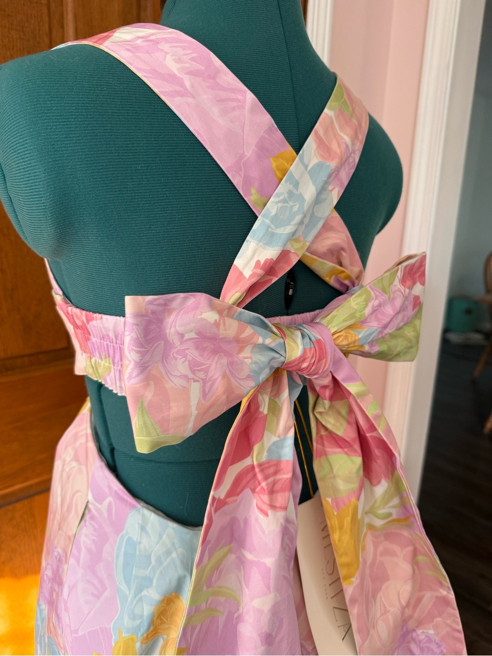 Mestiza New York Watercolor Peony Giselle midi dress 2 - Picture 8 of 12